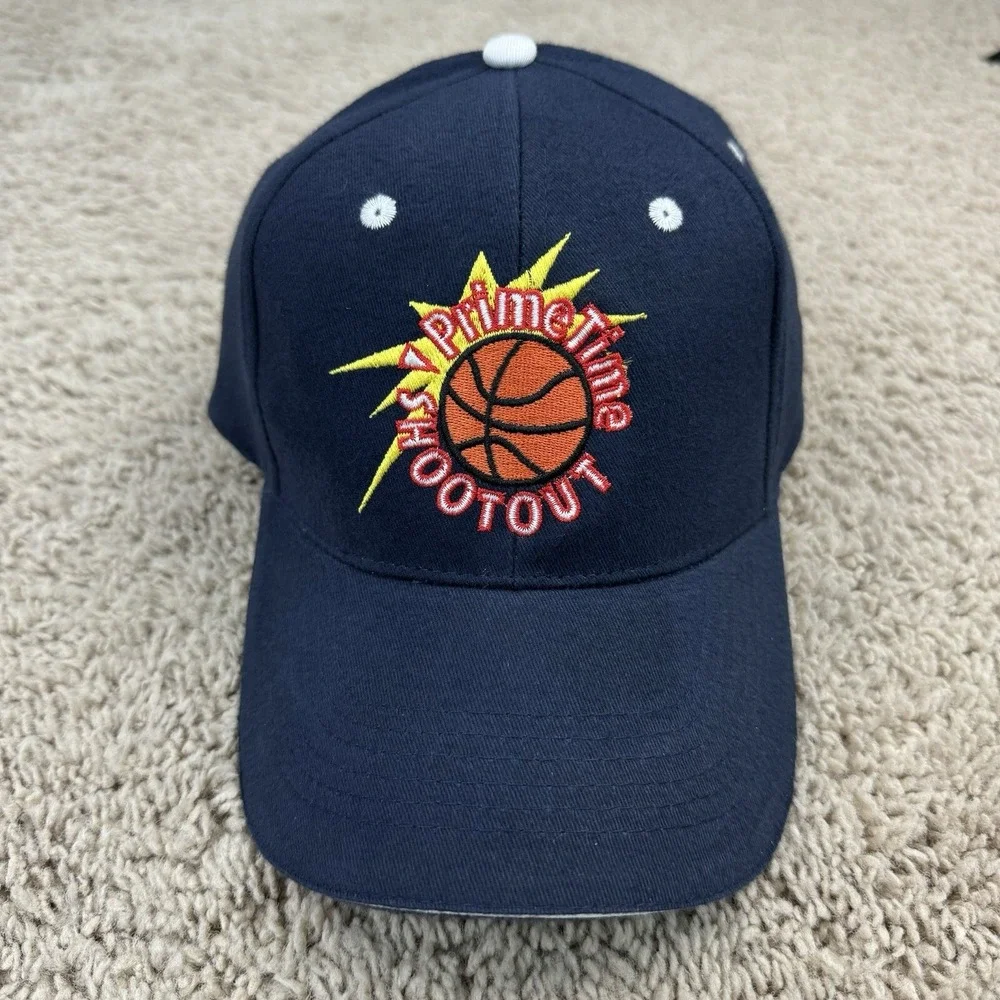 Prime Time Shootout Hat Basketball Navy Arched Spellout‎ Logo Adjustable Cap NOS